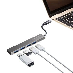 サンワサプライ USB Type-C スリムハブ(4ポート) シルバー USB-3TCH25SN-イメージ2