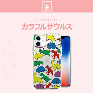 Dparks iPhone 13 Pro用ソフトクリアケース カラフルザウルス DS21206I13P-イメージ2