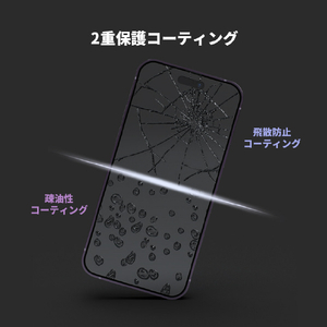miak iPhone 16 Pro Max用のぞき見防止強化ガラスフィルム(2枚入り) MA27207I16PM-イメージ10
