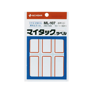 ニチバン マイタックラベル小 赤枠24×53mm 15シート F897565-ML-107-イメージ1