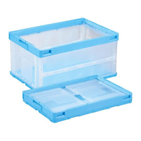 岐阜プラスチック工業 リス 薄型折りコン 蓋なし 40L ブルー透明 FCE677V