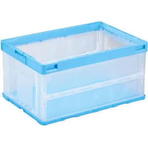 岐阜プラスチック工業 リス 薄型折りコン 蓋なし 40L ブルー透明 FCE677V-イメージ2