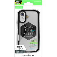 エレコム iPhone 17用TOUGH SLIM LITE ケース フレームカラー 背面ガラス メタルステッカー付 ブラック PM-A25ATSLFCGBK