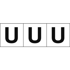 トラスコ中山 TRUSCO アルファベットステッカー 30×30 「U」 白地／黒文字 3枚 3枚粘着シール3030英字｢U｣ FC483GB-4388747-イメージ1