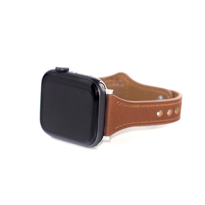 WEARPLANET Apple Watch 49/46/45/44/42mm用Slim Line フラット本革バンド メープルブラウン WP23208AWAM-イメージ2