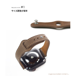 WEARPLANET Apple Watch 49/46/45/44/42mm用Slim Line フラット本革バンド メープルブラウン WP23208AWAM-イメージ5