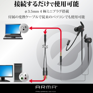 エレコム ゲーミングイヤホンマイク ARMA ブラック HS-ARMA50EBK-イメージ6