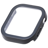 エレコム Apple Watch 46mm用フルカバーケース/プレミアムガラス/高透明/防水 ブラック AW-25AFCGEBK