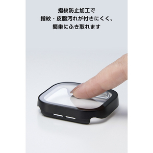 エレコム Apple Watch 46mm用フルカバーケース/プレミアムガラス/高透明/防水 ブラック AW-25AFCGEBK-イメージ6