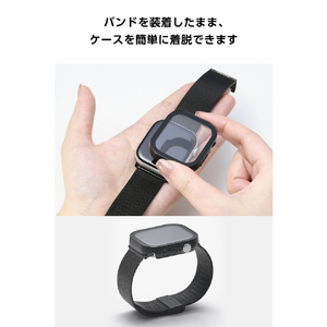 エレコム Apple Watch 46mm用フルカバーケース/プレミアムガラス/高透明/防水 ブラック AW-25AFCGEBK-イメージ8