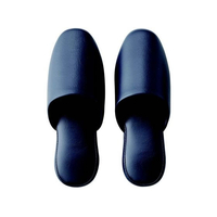 テンダイ シボナシレザー風スリッパ 5足組 ネイビー L FCF775F-9-1591-02