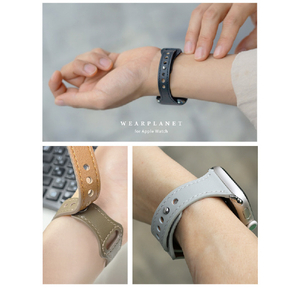 WEARPLANET Apple Watch 49/46/45/44/42mm用Slim Line フラット本革バンド スモーキーブラウン WP23209AWWM-イメージ14