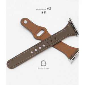 WEARPLANET Apple Watch 49/46/45/44/42mm用Slim Line フラット本革バンド スモーキーブラウン WP23209AWWM-イメージ8