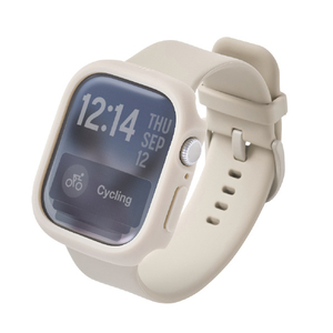 エレコム Apple Watch 46mm用フルカバーケース/TOUGH SLIM LITE/プレミアムガラス ベージュ AW-25AFCTSLBE-イメージ2