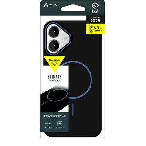 エアージェイ iPhone17用 MAGSAFE対応スリムケース ブラック AC-P25-SP BK-イメージ1