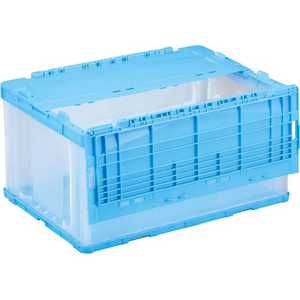 岐阜プラスチック工業 リス 薄型折りコン 蓋あり 40L ブルー透明 FCE679V-ｳｪｯﾄﾚｽ40T-イメージ2