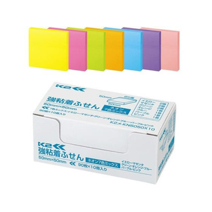 コクヨ 強粘着ふせん〈K2〉 50×50 7色ミックス ネオン10冊 F028558-K2ﾒ-KN5050X10-イメージ4