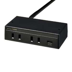 エルパ 家具用コンセントUSB AC2個口+Type-C1ポート ブラック FO-UC213(BK)-イメージ1