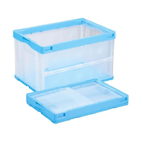 岐阜プラスチック工業 リス 薄型折りコン 蓋なし 50L ブルー透明 FCE681V