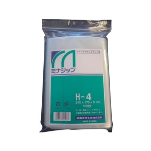酒井化学工業 チャック付ポリエチレン袋 「ミナジップ」H-4 (100枚入) FC377GK-0008281-イメージ1