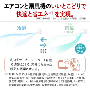 三菱 「工事代金別」 8畳向け 冷暖房エアコン e angle select 霧ヶ峰 GEシリーズ MSZ-E2525E5-Wｾｯﾄ-イメージ6