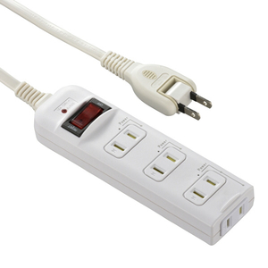 オーム電機 発煙ガードスイッチ付タップ(4個口・1m) ホワイト HS-T41HJ3-W-イメージ1
