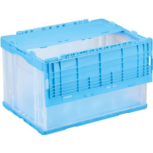 岐阜プラスチック工業 リス 薄型折りコン 蓋あり 50L ブルー透明 FCE683V-ｳｪｯﾄﾚｽ50T-イメージ2