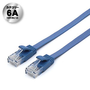 JTT Cat6A フラットLANケーブル 1m ブルー Cat6A フラットLANケーブル ブルー JTLAN6A-F10BL-イメージ3