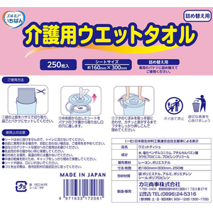 カミ商事 エルモアいちばん 介護用ウエットタオル 詰替 250枚 FCF213U-イメージ2