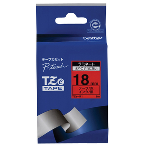 ブラザー ラミネートテープ(黒文字/赤/18mm幅) ピータッチ TZE-441 ブラザー ラミネートテープ(黒文字/赤/18mm幅) ピータッチ TZE-441