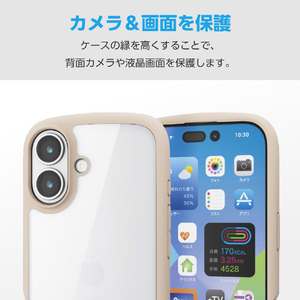 エレコム iPhone 17用TOUGH SLIM LITE ケース フレームカラー リング付 ベージュ PM-A25ATSLFCRBE-イメージ6