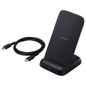 エレコム Qi規格(EPP)対応ワイヤレス充電器(12W・スタンド) ブラック W-QS11BK-イメージ1