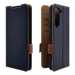 ラスタバナナ arrows We2 Plus(F-51E)用薄型手帳サイドマグネットケース ネイビー×ブラウン 7989ARWE2PBSMNVB-イメージ1