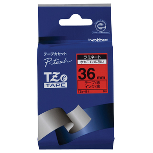 ブラザー ラミネートテープ(黒文字/赤/36mm幅) ピータッチ TZE-461 ブラザー ラミネートテープ(黒文字/赤/36mm幅) ピータッチ TZE-461