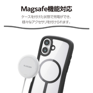 エレコム iPhone 17用Grippy ハイブリッドケース フレームカラー MAGKEEP ブラック PM-A25AGRPFMBK-イメージ6