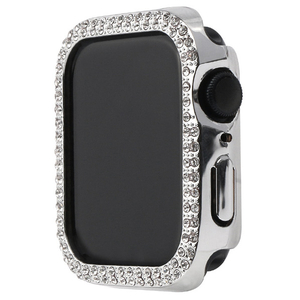 WEARPLANET Apple Watch 45mm用ラインストーンハードケース de luxe シルバー WP23219AWSV-イメージ3