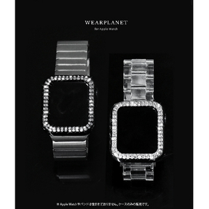 WEARPLANET Apple Watch 45mm用ラインストーンハードケース de luxe ブラック WP23220AWBK-イメージ5