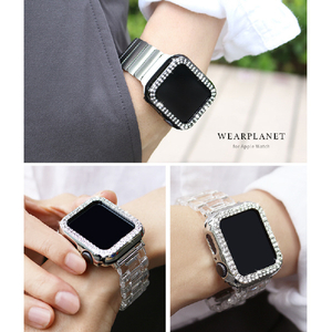 WEARPLANET Apple Watch 45mm用ラインストーンハードケース de luxe ブラック WP23220AWBK-イメージ7