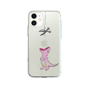 AKAN iPhone 12/12 Pro用ソフトクリアケース はらぺこザウルス ピンク AK19220I12P-イメージ1