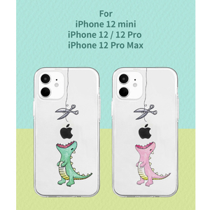 AKAN iPhone 12/12 Pro用ソフトクリアケース はらぺこザウルス ピンク AK19220I12P-イメージ10