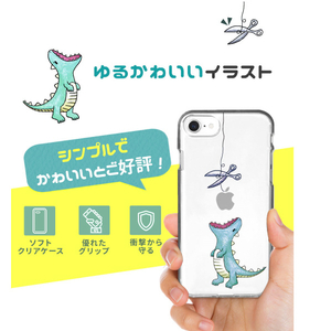 AKAN iPhone 12/12 Pro用ソフトクリアケース はらぺこザウルス ピンク AK19220I12P-イメージ4