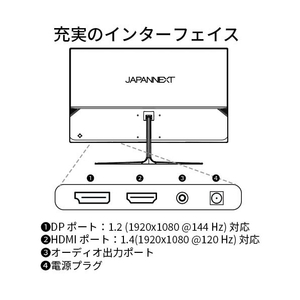 JAPANNEXT 21．5型液晶ディスプレイ ツートン（ブラック/シルバー） JN-T215FLG144FHD-イメージ6