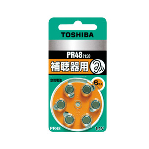 東芝 補聴器用空気電池 6個入り PR48V6P 東芝 補聴器用空気電池 6個入り PR48V6P