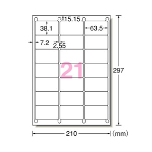 エーワン A4 ラベルシール(プリンタ兼用) 21面 22シート(462片)入り 72221-イメージ2