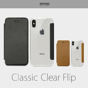 ZENUS iPhone XS/X用ケース 背面クリア Classic Clear Flip ブラウン Z14221I58-イメージ2