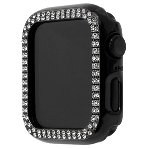 WEARPLANET Apple Watch 44mm用ラインストーンハードケース de luxe ブラック WP23222AWBK-イメージ3