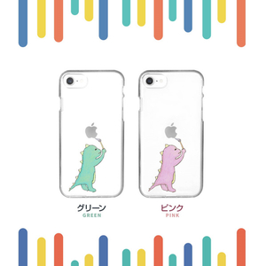 AKAN iPhone 12/12 Pro用ソフトクリアケース お絵かきザウルス ピンク AK19222I12P-イメージ3