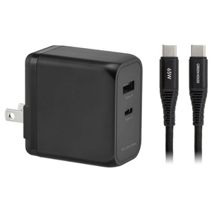 グリーンハウス USB-AC充電器 2ポート 65W USB Type-Cケーブル付き GREENHOUSE ブラック GH-ACU2GC-BK グリーンハウス USB-AC充電器 2ポート 65W USB Type-Cケーブル付き GREENHOUSE ブラック GH-ACU2GC-BK