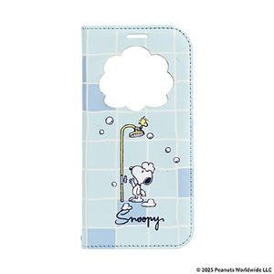 Hamee iPhone17用 フリップ窓付きダイアリーケース CERTA ピーナッツ スヌーピー/タイル・バスタイム ブルー 669-182233-イメージ1