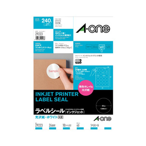 エーワン ラベルシール 光沢紙・ホワイト A4判 24面 丸型 10シート入り A-ONE.29223 エーワン ラベルシール 光沢紙・ホワイト A4判 24面 丸型 10シート入り A-ONE.29223